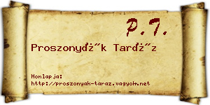 Proszonyák Taráz névjegykártya